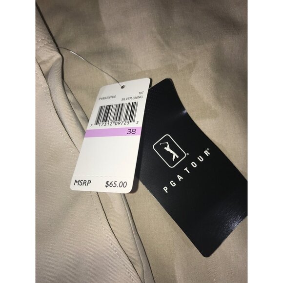 Men's Tan/Beige PGA Tour Silver Lining Active Stretch Shorts - Picture 3 of 6